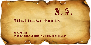 Mihalicska Henrik névjegykártya